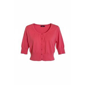Takeout Coral Pink 3/4 Sleeve Ruched Scoop Neck Cardigan Sweater XL